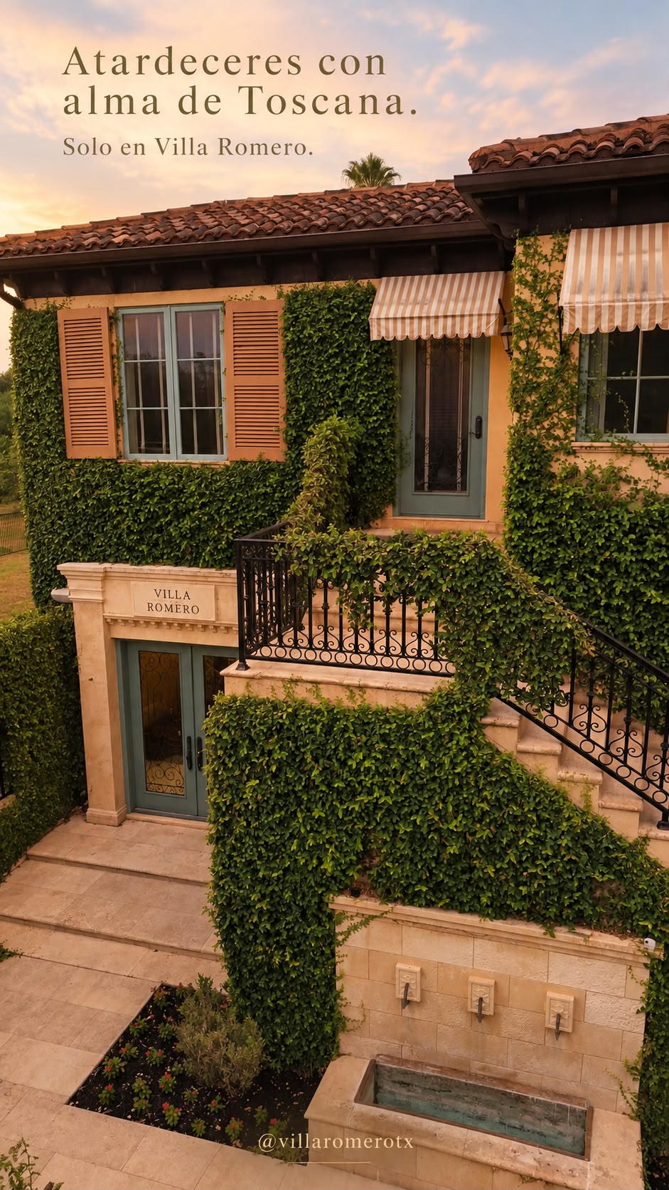 Villa Romero at golden hour in Weslaco, Texas